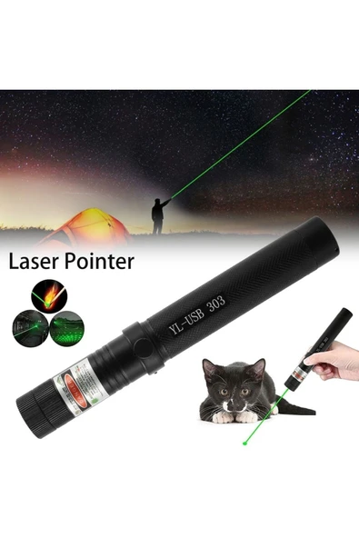 Yeni Nesil Micro Usb Şarjlı Güçlü Yeşil Lazer Pointer Siyah Metal Kasa 2022 Model 6800 mah pil