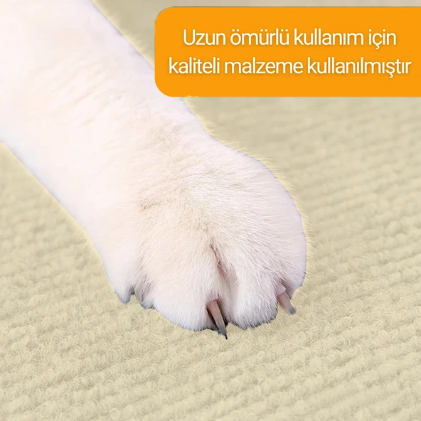 Beylini Kedi Tırmalama Halısı Yapışkanlı Her Yüzeye Uygulanabilir Kesilebilir Mobilya Koruyucu Mat Krem (40X50) - 5