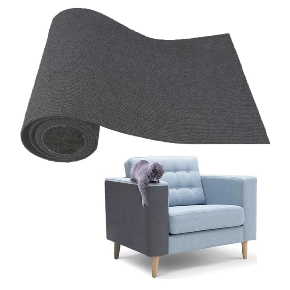 Beylini Kedi Tırmalama Halısı Yapışkanlı Her Yüzeye Uygulanabilir Kesilebilir Mobilya Koruyucu Mat Antrasit (40X50) - 1