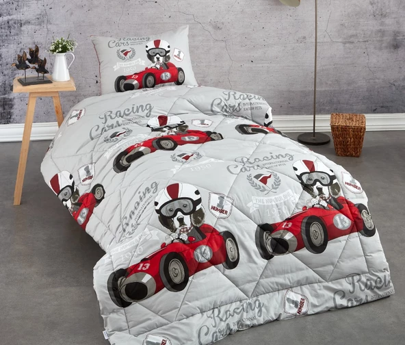 Komfort Home Tek Kişilik Baskılı Pamuklu Silikon Yorgan + Yastık / C2 - 1
