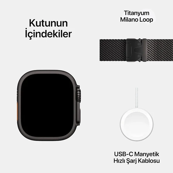 Apple Watch Ultra 2 GPS + Cellular 49mm Siyah Titanyum Kasa Siyah Titanyum Milano Loop - S - Resim 2