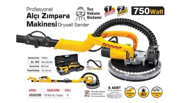 SGS 5200 Alçıpan Zımpara Makinesi 750 Watt - 2