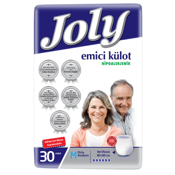 Joly Orta Boy  M  Emici Külot Hasta Bezi 120 adet 30 X 4 Paket