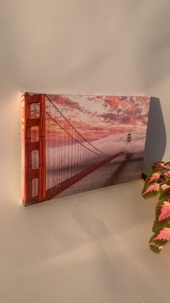 Köprü Manzaralı Natürel Tasarım Ahşap Çerçeve Ev İşyeri Ofis Duvar Dekorasyon Kanvas Tablo MNZ2 ürün görseli