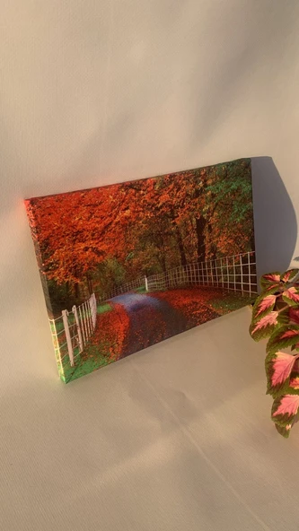 Sonbahar Manzaralı Natürel Tasarım Ahşap Çerçeve Ev İşyeri Ofis Duvar Dekorasyon Kanvas Tablo MNZ3 ürün görseli