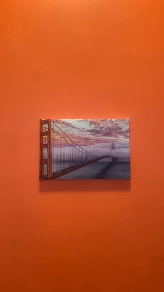 Köprü Manzaralı Natürel Tasarım Ahşap Çerçeve Ev İşyeri Ofis Duvar Dekorasyon Kanvas Tablo MNZ2 - Resim 6