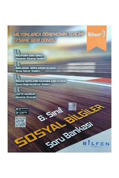 Bilfen 6.Sınıf Biltest Sosyal Bilgiler Soru Bankası ürün görseli 1