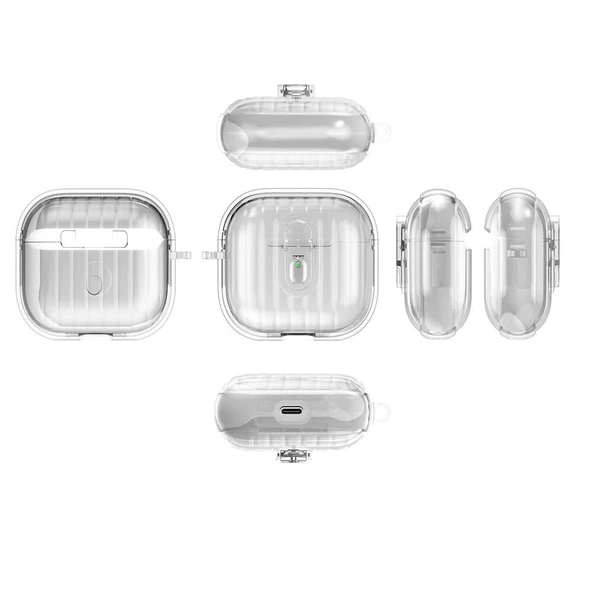 Airpods 4 Kılıf Kenarları Renkli Şeffaf Dilimli Silikon Zore Airbag 40 Kılıf - 2