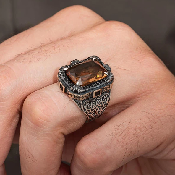 Zultanit Taşlı 925 Ayar Erkek Gümüş Yüzük - 2