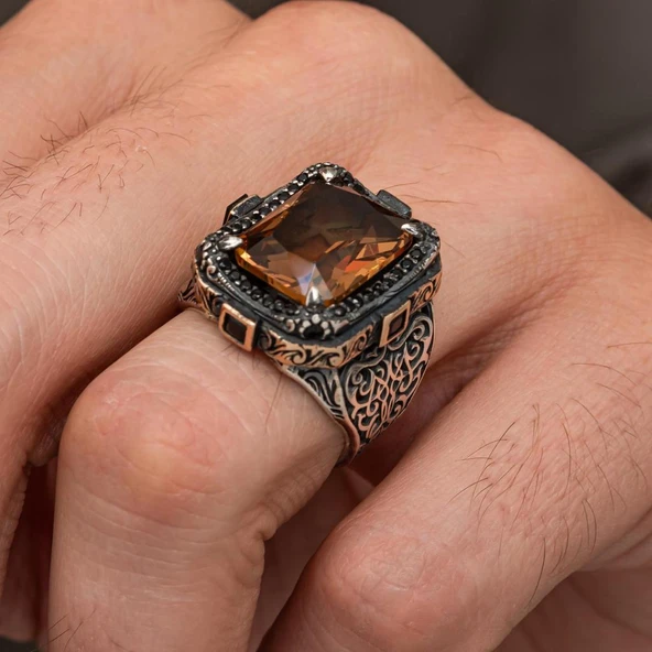 Zultanit Taşlı 925 Ayar Erkek Gümüş Yüzük - 4