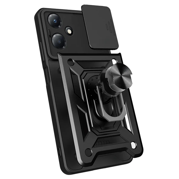 İnfinix Hot 30 Play Kılıf Magnetik Standlı Kamera Korumalı Zore Sürgülü Vega Kapak - 2