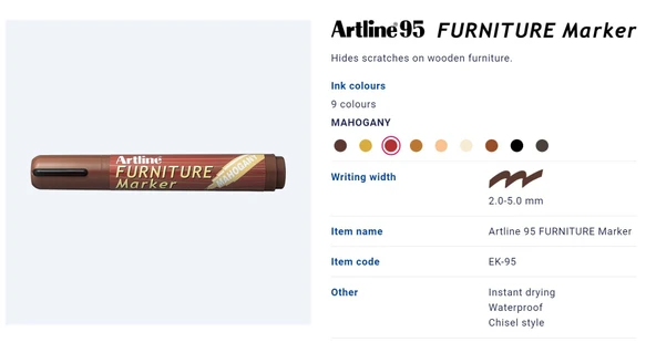 Ahşap Rötuş Kalemi | Mobilya Tamiri ve Rötuş Boyası Maun - Mahogany (EK95) - Resim 3