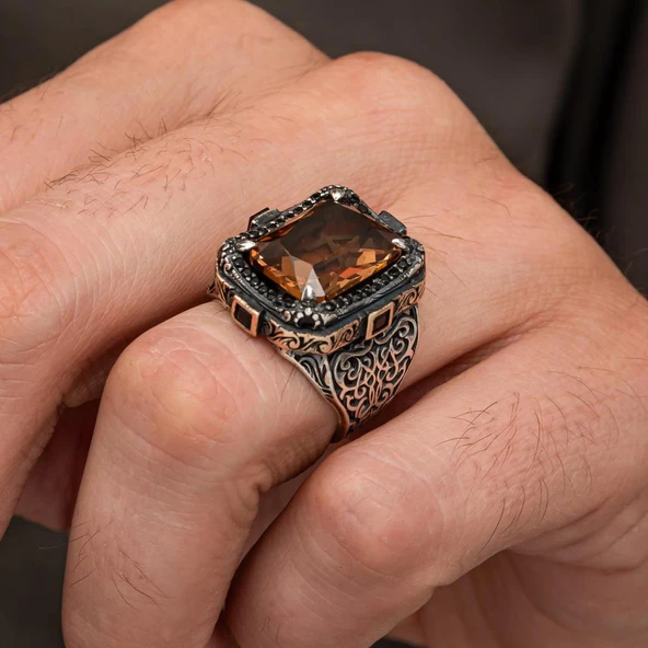 Zultanit Taşlı 925 Ayar Erkek Gümüş Yüzük - 5