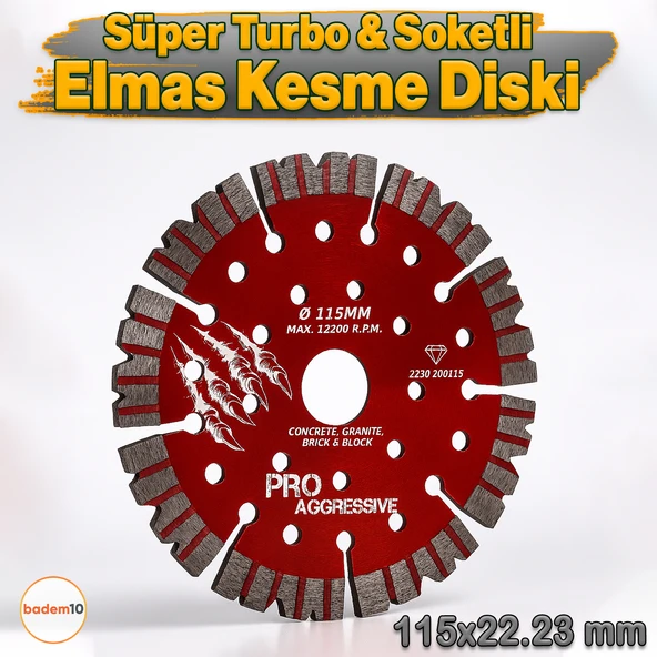 115x22.23 mm Turbo Segment Elmas Kesme Diski Avuç Taşlama Seramik Beton Granit Tuğla Blok İçin Uygun ürün görseli