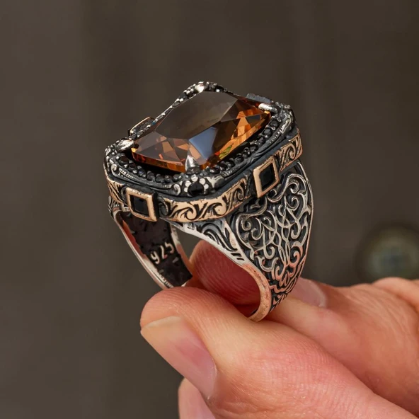 Zultanit Taşlı 925 Ayar Erkek Gümüş Yüzük - 3