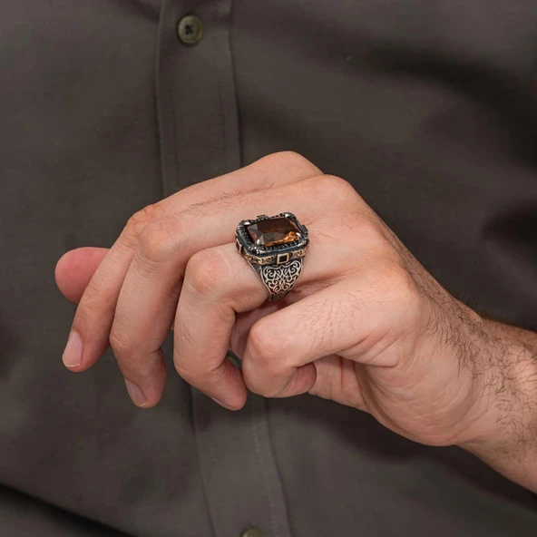 Zultanit Taşlı 925 Ayar Erkek Gümüş Yüzük - 6