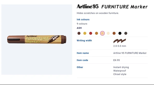 Ahşap Rötuş Kalemi | Mobilya Tamiri ve Rötuş Boyası Dişbudak - Ash (EK95) - Resim 3