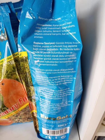 Euro Gold Ballı ve Meyveli Kanarya Yemi 500 GRAM X 2 PAKET - 2
