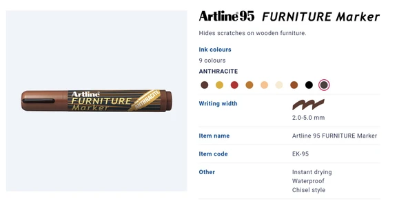 Ahşap Rötuş Kalemi | Mobilya Tamiri ve Rötuş Boyası Antrasit- Anthracite (EK95) - Resim 2