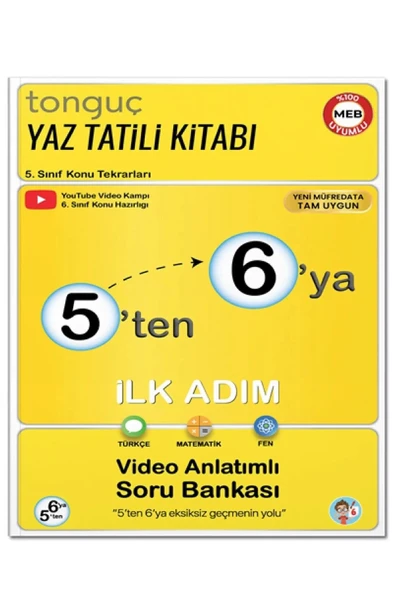Tonguç 5 ten 6 ya Yaz Tatil Kitabı Video Anlatımlı Soru Bankası