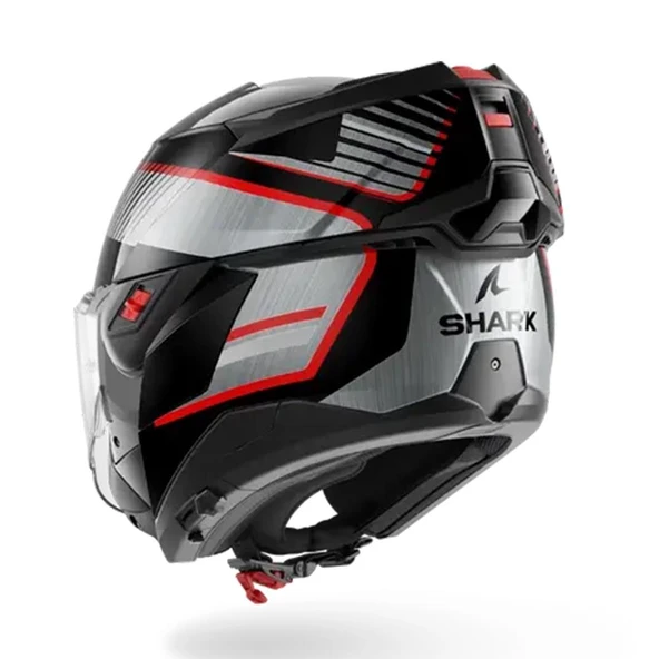 SHARK OXO SIKTER SİYAH GRİ KIRMIZI ÇENE AÇILIR KASK - Resim 4