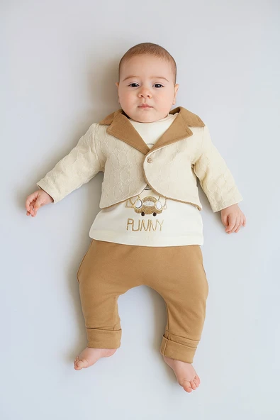Ayıcık Desenli Hırkalı Erkek Bebek Takım - 6
