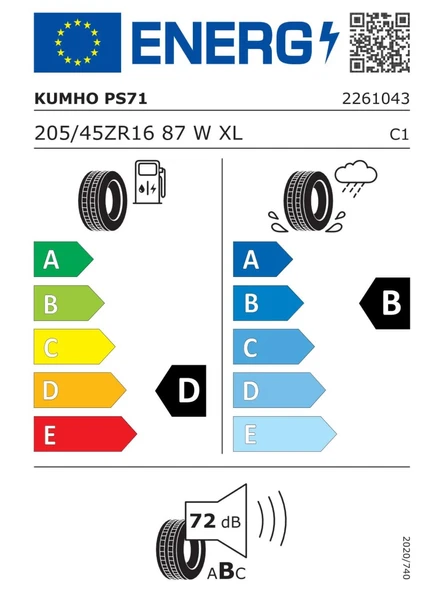 Kumho 205/45R16 87W XL ECSTA PS71 2025 Üretim Yaz Lastiği - Resim 2