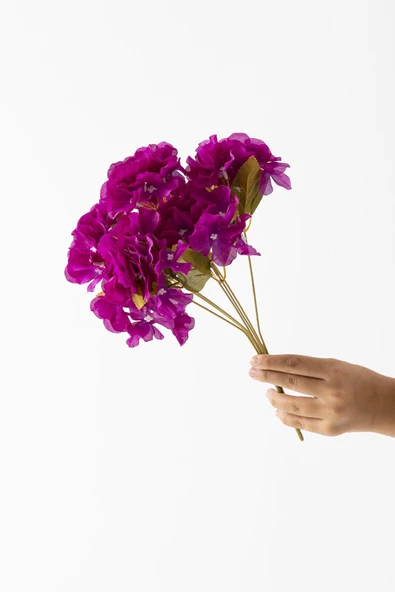 Güleç Yapay Çiçek Yapay Ortanca Çiçeği 35 Cm 7 Dal Mor - 2