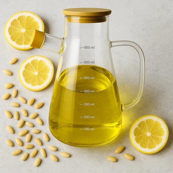 Sızdırmaz  ve Vakumlu Bambu Kapaklı Şık Yağdanlık & Sirkelik 900 ml - 3