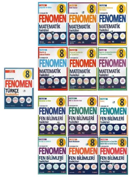 FENOMEN 8.SINIF TÜRKÇE+MATEMATİK+FEN FASİKÜLLERİ (13 FASİKÜL)