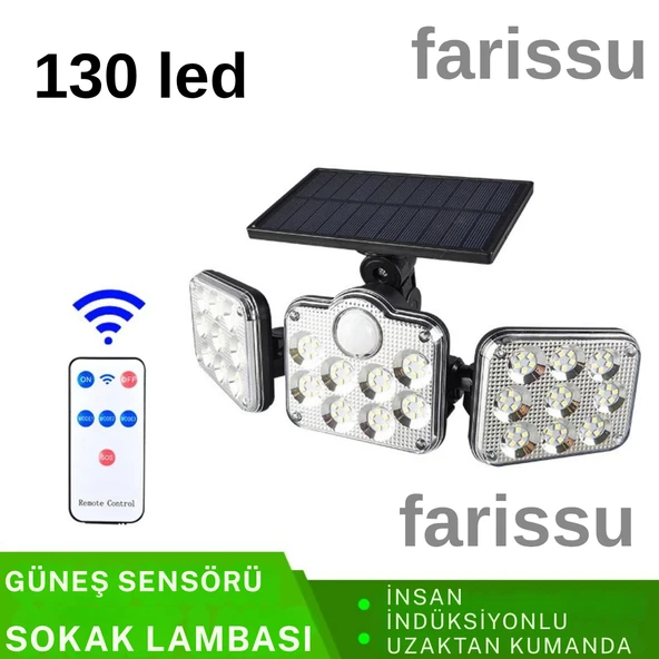 Güneş Enerjili LED Dış Mekan Aydınlatma – 270° Geniş Açı, IP65 Su Geçirmez, Hareket Sensörlü, 24W - 2