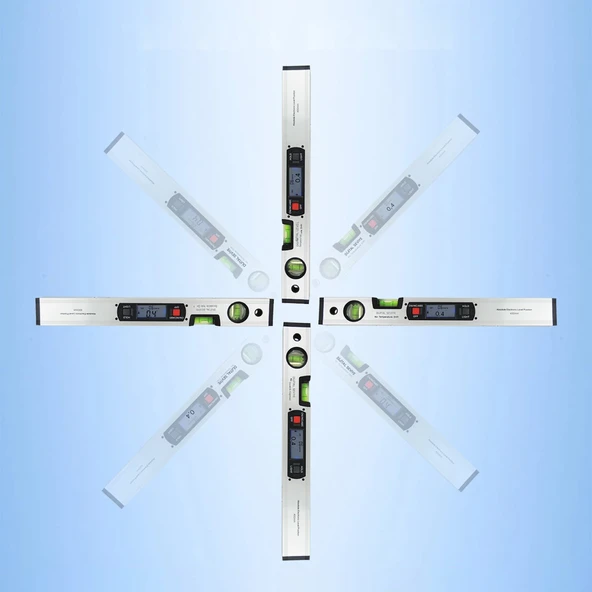 Dijital Lcd Ekranlı Su Terazisi 40 cm 400mm Hassas Elektronik Açı Ölçer Alüminyum Gövde Gönye Cihazı - 6