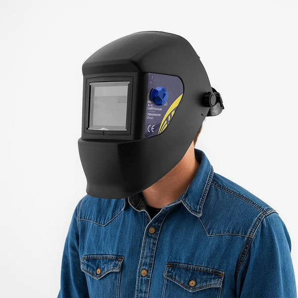 Güneş Enerjili Ayarlanabilir Otomatik Kararan Baş Maskesi Siperlik Kartuşlu Kaynak Gözlüğü DIN 9-13 - Resim 3