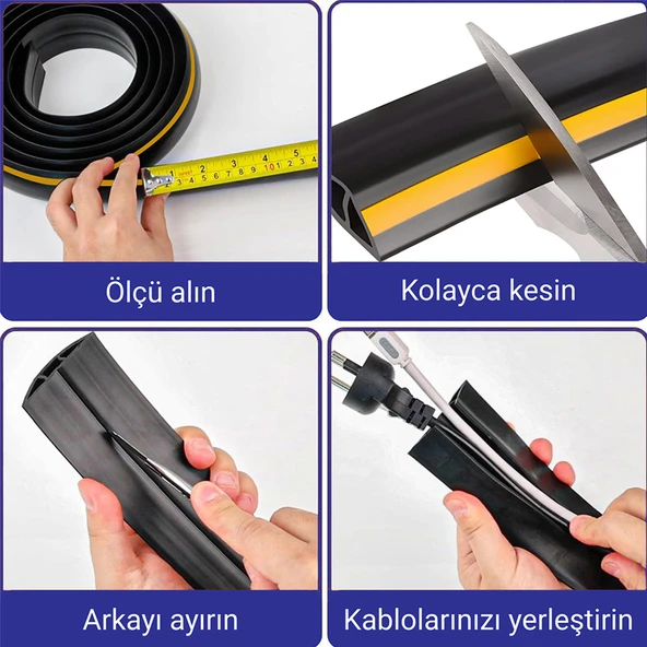 Greentech Esnek Kablo Kanalı Şeritli Siyah / GT-KK08 - 5