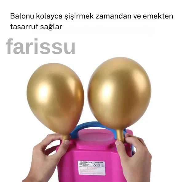 Yüksek Performanslı Çift Çıkışlı Elektrikli Balon Şişirme Pompası (220V - AB Fişli) - 3