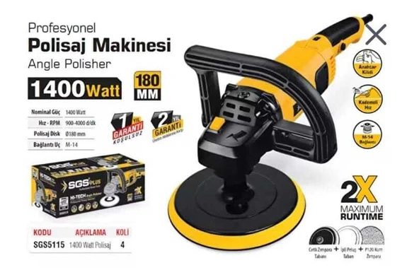 SGS5115 - Profesyonel 180mm Polisaj Makinesi 1400 Watt - 2