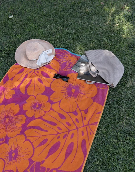 Kadife Tropik Desenli 90x180 cm Outlet Plaj Havlusu Baveno - 10