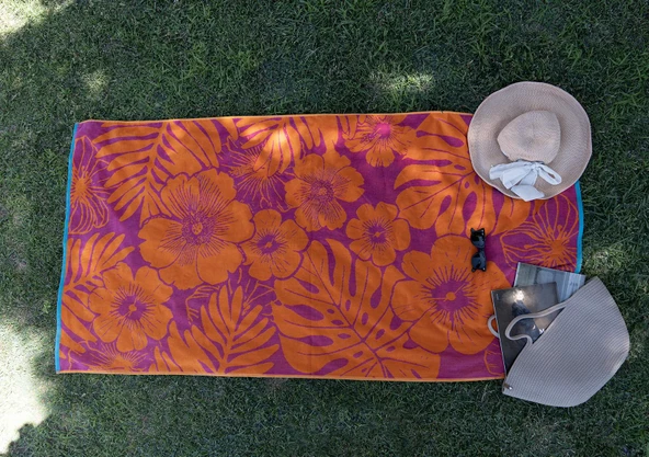 Kadife Tropik Desenli 90x180 cm Outlet Plaj Havlusu Baveno - 11