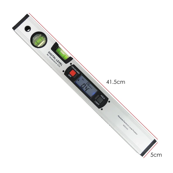 Dijital Lcd Ekranlı Su Terazisi 40 cm 400mm Hassas Elektronik Açı Ölçer Alüminyum Gövde Gönye Cihazı - 7