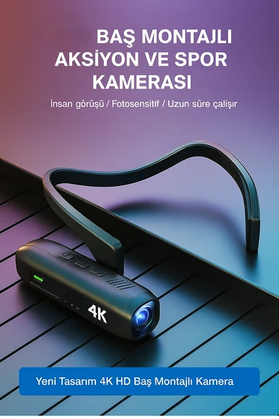 QASUL 4K HD başa takılan eller serbest profesyonel  spor kamerası - 4