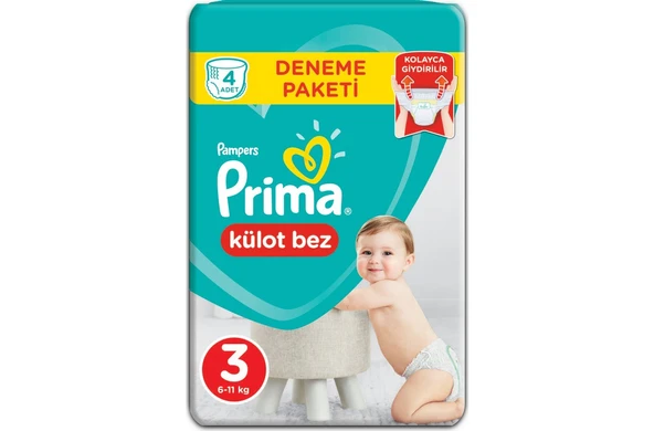 PRİMA KÜLOT BEBEK BEZİ 3 BEDEN MİDİ 4'LÜ DENEME PAKETİ - 2