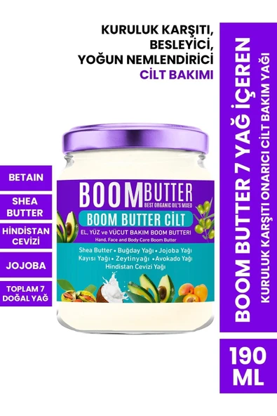 PROCSİN BOOM BUTTER 7 YAĞ IÇEREN KURULUK KARŞITI ONARICI CİLT BAKIM YAĞI 190 ML