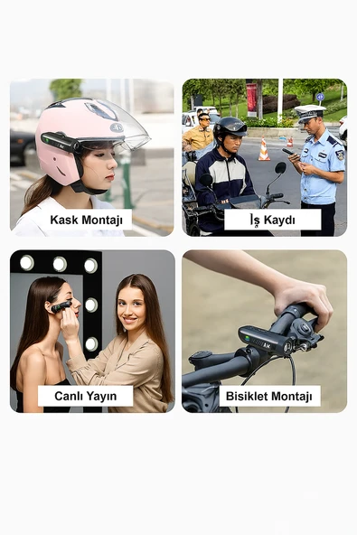 QASUL 4K HD başa takılan eller serbest profesyonel  spor kamerası - 7