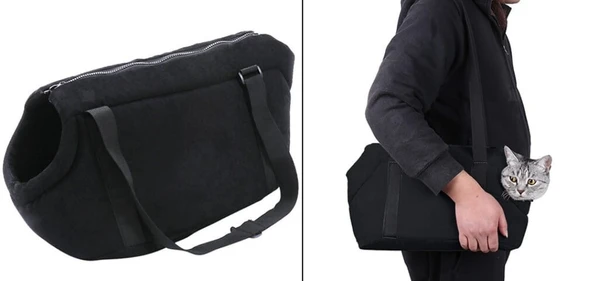 C&P kedi ve köpek taşıma çantası siyah - Resim 2