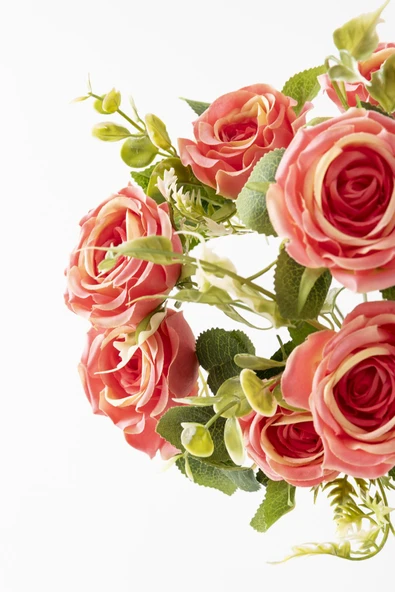 Güleç Yapay Çiçek Yapay Gül Demeti 9 Dallı Koyu Pembe - 3