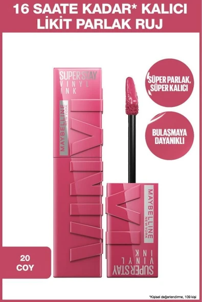 MAYBELLİNE NEW YORK SUPER STAY VİNYL INK UZUN SÜRE KALICI LİKİT PARLAK RUJ 20 COY