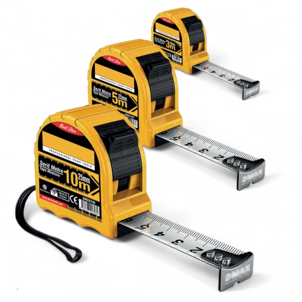 Şantiye Şerit Metre Darbeye Dayanıklı Kilitli 5 Metre x 25 mm Oto Kilitli Mezura Ölçüm Aleti - Resim 2
