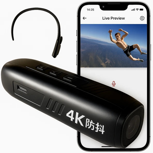 QASUL 4K HD başa takılan eller serbest profesyonel  spor kamerası - 2