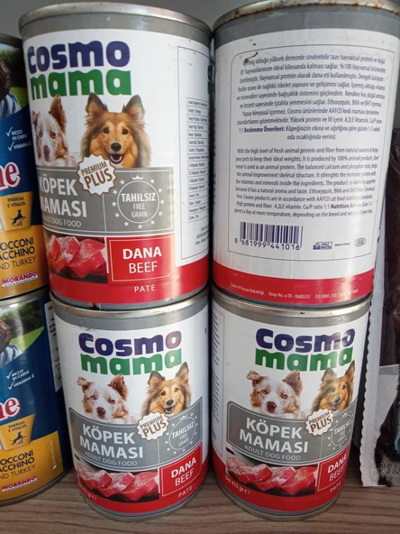 COSMO MAMA YETİŞKİN KÖPEK YAŞ MAMA DÜŞÜK TAHILLI DANA ETLİ 415 GRAM 5Lİ - 2