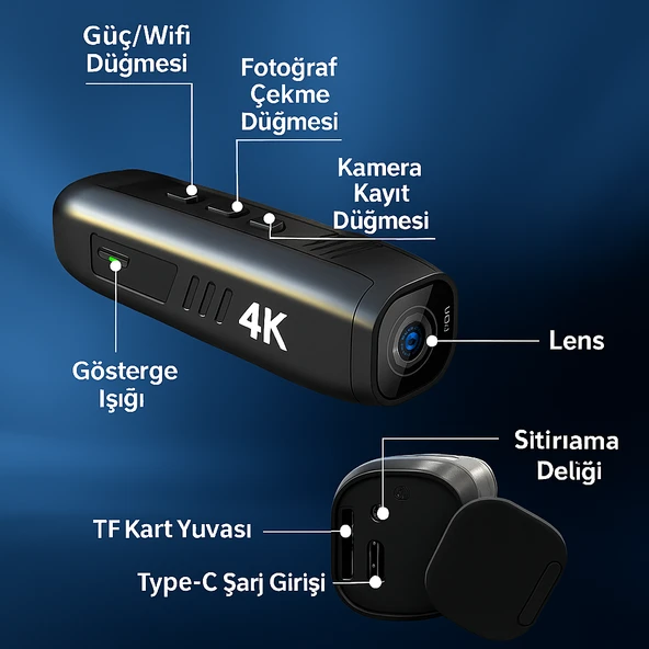 QASUL 4K HD başa takılan eller serbest profesyonel  spor kamerası - 3